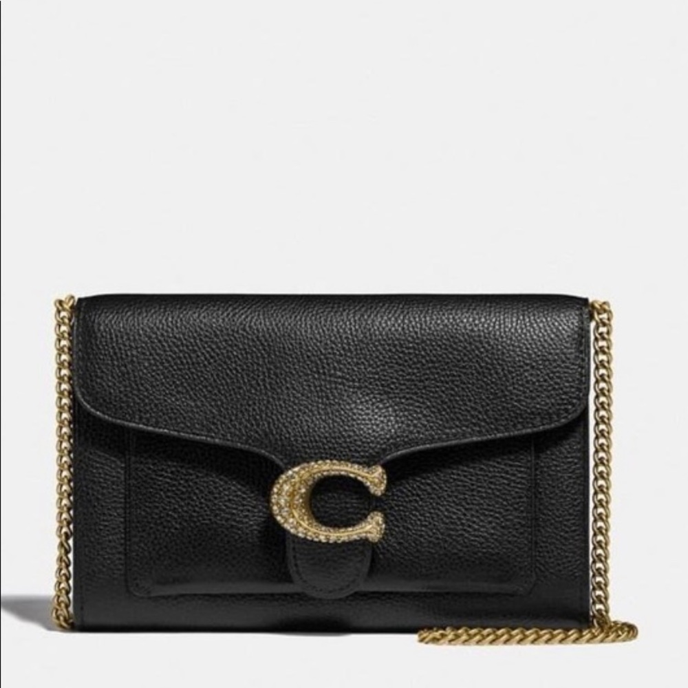Coach Tabby Chain Clutch Black with Gold Hardware